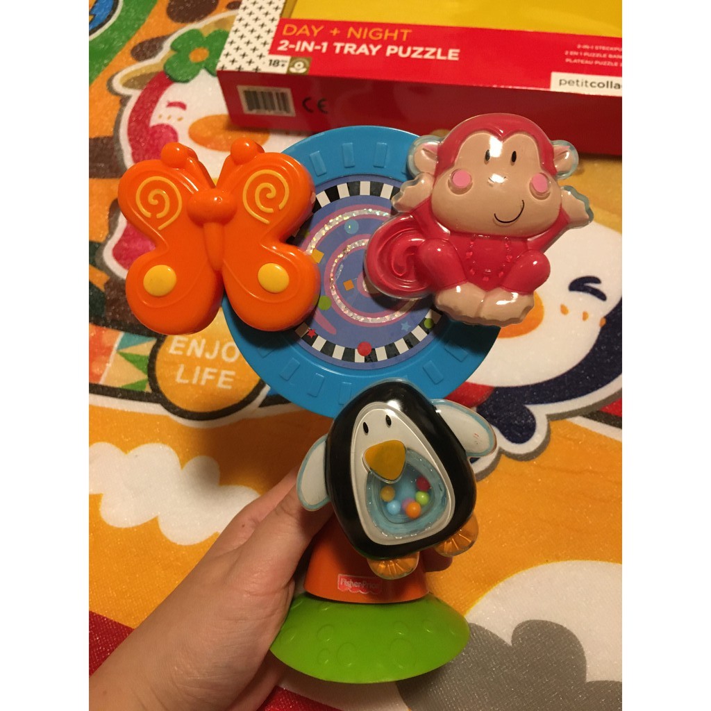 二手玩具  Fisher Price 費雪三色旋轉摩天輪/嬰兒餐椅推車吸盤玩具**全館滿300贈品區任選一樣**