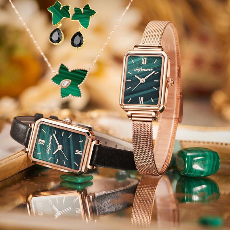正品時分美lola江疏影同款小綠錶rose復古時尚簡約防水方形手錶女