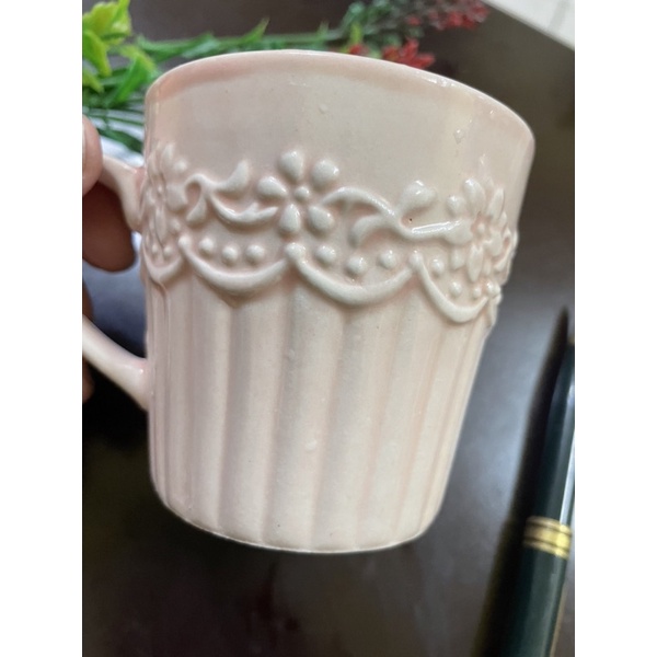 可愛粉色馬克杯/咖啡杯⋯高8杯口8公分  #古董#收藏#咖啡杯#馬克杯#杯#粉紅色