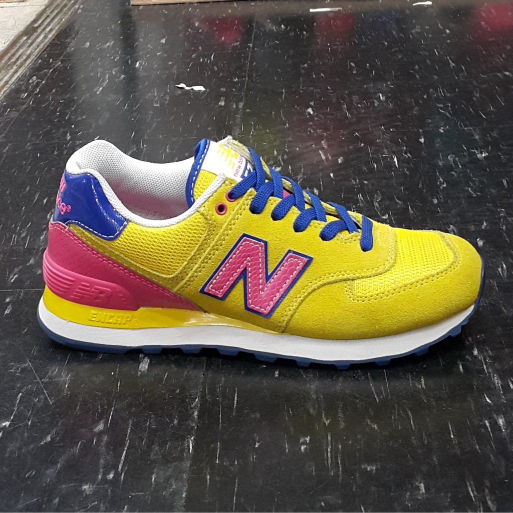 new balance nb 574 WL574CYP 黃色 桃紅色 寶藍色 麂皮 網布 慢跑鞋 8折