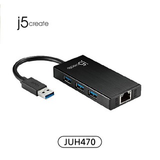 【3CTOWN】含稅 j5 create JUH470 3埠USB3.0集線器 HUB +RJ45 Gigabit網路卡