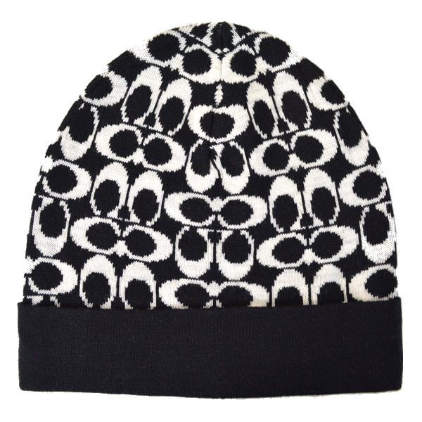 COACH 56123 黑色  毛編織 LOGO Ｃ 造型 保暖 毛帽 全新正品由美寄回
