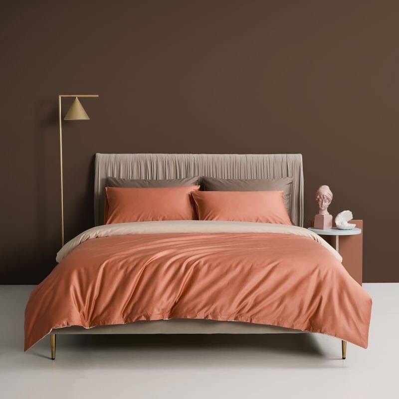 Little Bed小床-橘金色埃及棉床組四件組 全棉埃及長絨棉貢緞 日式寢具 床包