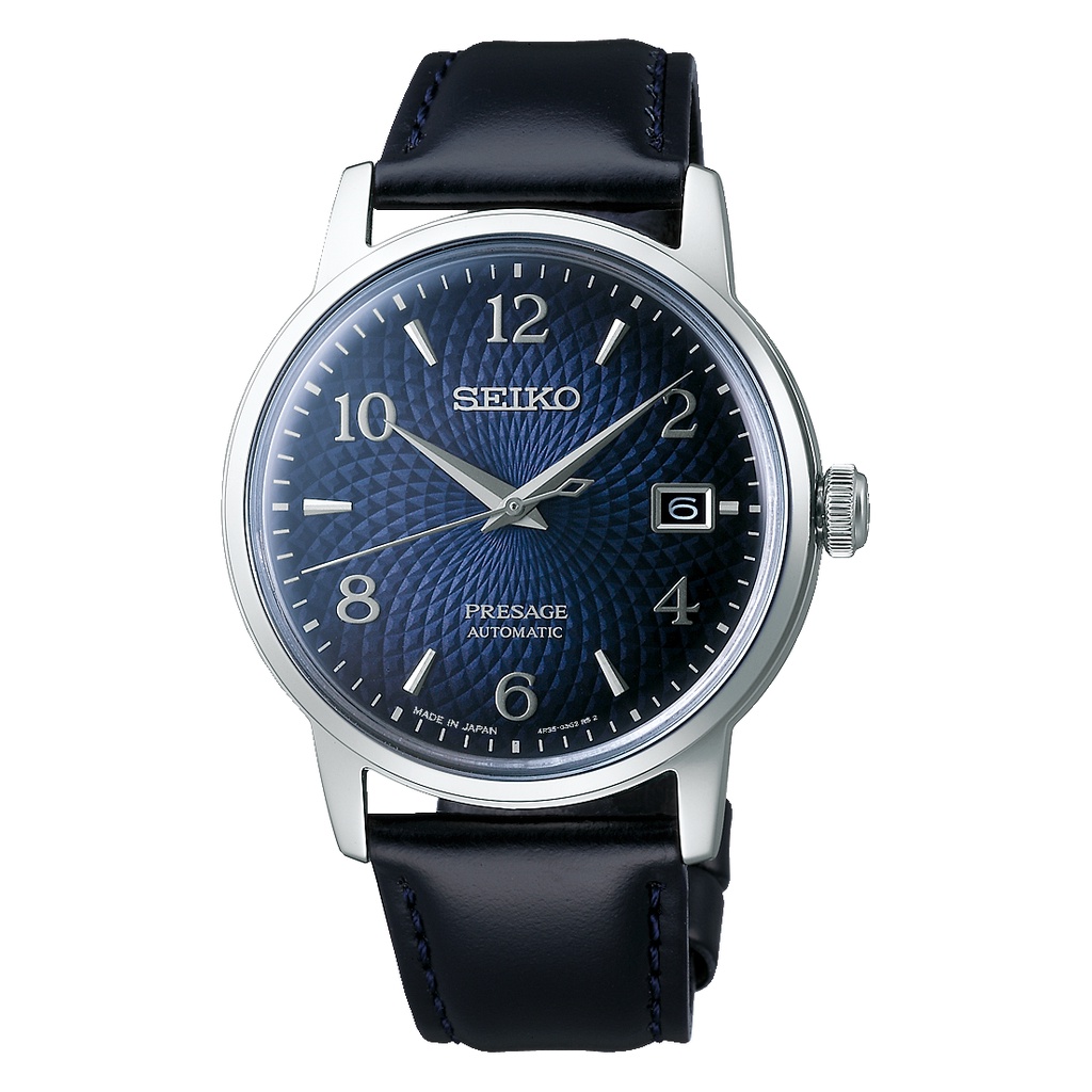 【SEIKO】PRESAGE 調酒師藍面皮帶機械錶 38.5mm SRPE43J1 4R35-04A0B  SK022