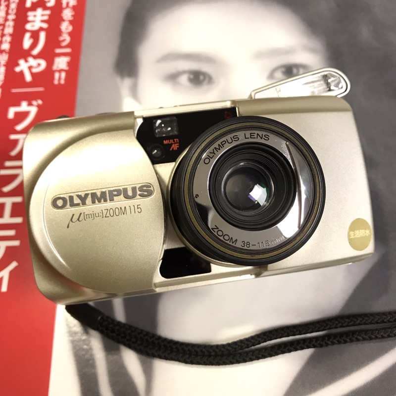 ［翁李萬老雜貨洋行］OLYMPUS ［Mju:］ZOOM 115 日本製 全機功能正常 附自拍遙控器 底片機 135底片