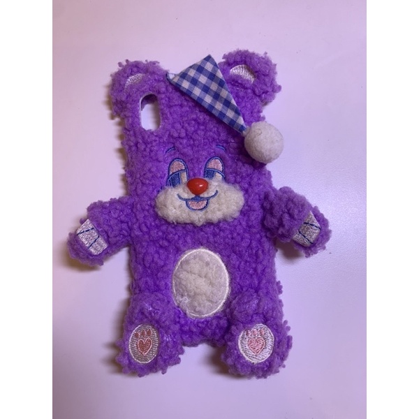 ［二手］網紅爆款娃娃機韓國熱賣可愛潮流紫色熊睡衣手機殼