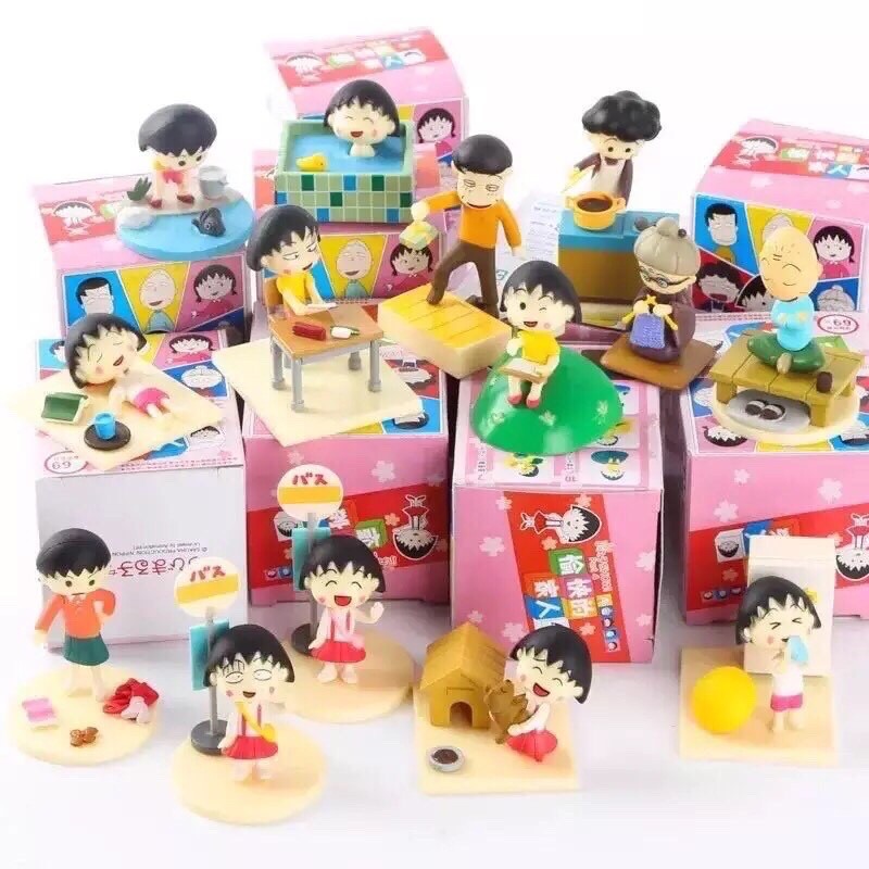 盒玩 櫻桃小丸子 愉快的家人 模型拼裝場景 擺件 玩具 公仔
