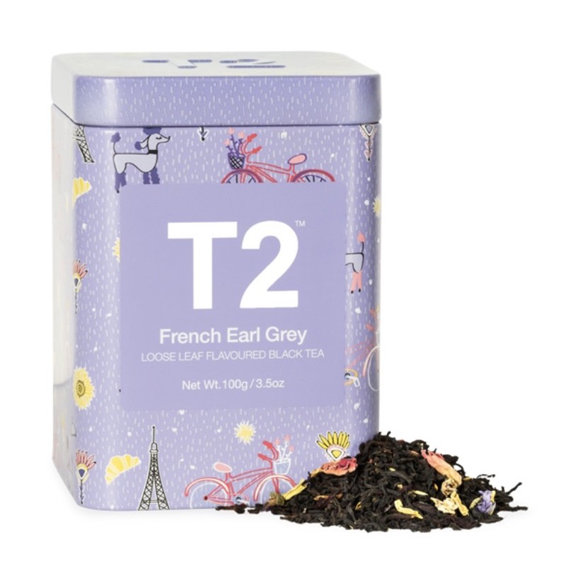 （2021現貨）澳洲茶葉界愛馬仕精品T2 Tea French Earl Grey 法式伯爵茶（粉紫精緻鐵盒裝）