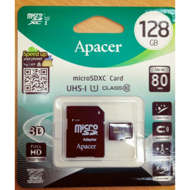 終身保固Apacer micro SD 128g 記憶卡(含轉)(C10)