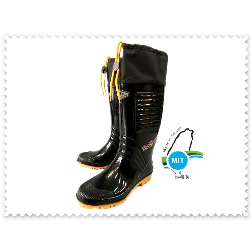 MIT-百振江-男 車皮 長筒 膠鞋 高筒 雨靴 雨鞋 台灣製造 防水靴-9307-黑