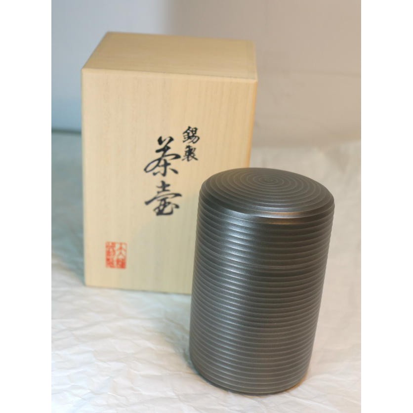 OSAKA SUZUKI~免運費~日本製造~cb-i-k~大阪錫器~1-5~千壽~黑~純錫茶罐~100g~錫製品~