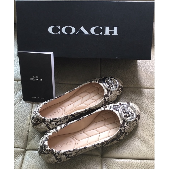 COACH 蛇紋平底娃娃鞋 5.5號 全新 含鞋盒 賠售2200元