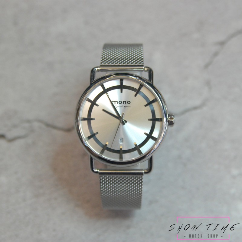 曼諾 MONO 歐風典雅紳士日期腕錶-網狀米蘭鋼帶/銀面銀 7003S-396WWMW [ 秀時堂 ]