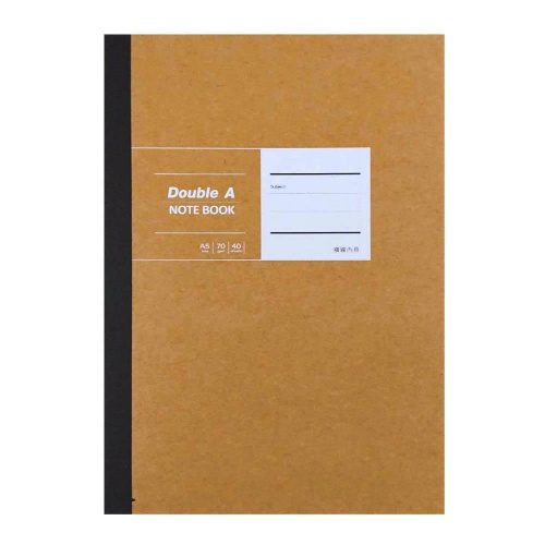 DOUBLE A 布膠系列橫線固頁筆記本 A5/25K 40頁-黃牛皮