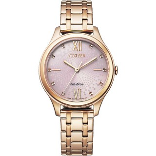 CITIZEN 星辰錶 EM0503-75X 光動能水波紋腕錶/粉紅面 32mm