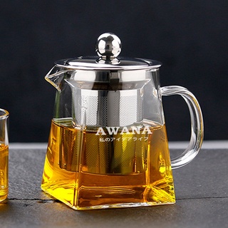 現貨【AWANA】玻璃濾網方型泡茶壺 可加熱 耐熱玻璃茶壺 竹蓋壺 冷水壺 玻璃茶壶 玻璃壺 泡茶壺 煮茶壺