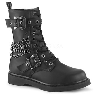 Shoes InStyle 美國 DEMONIA 原廠正品龐克歌德metal 鍊條10孔馬丁短靴戰鬥靴 有大尺碼『黑色』