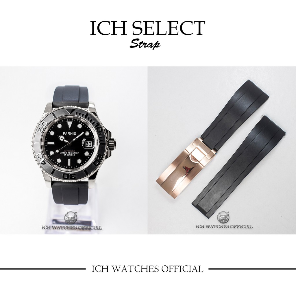 原裝進口ICH-SELECT專用硅膠錶帶代用綠水鬼/遊艇/鬼王等勞力士潛水錶系列-手錶男錶女錶RB膠帶RUBBER運動錶