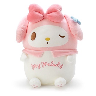 花見雜貨~日本進口 全新正版 my melody 美樂蒂 絨毛 玩偶 娃娃 抱枕 靠墊 緞帶款 觸感柔軟澎澎QQ超可愛