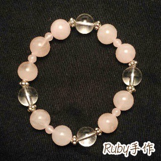 【DIY飾品材料包】迷戀。白水晶*粉晶*古銀珠。Ruby手鍊PSB910●手作飾品。新手最愛●