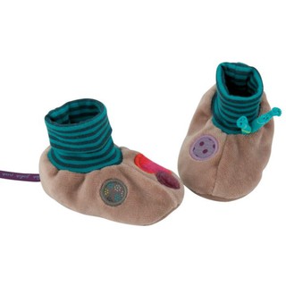 法國 Moulin Roty 喬麗絲粉灰綠男寶寶專用保暖鞋套禮盒 0-6個月