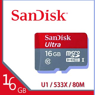 代理商公司貨 Sandisk Ultra MicroSDHC TF 16G 32G 64G U1 80M 記憶卡 98M