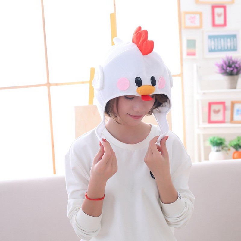 日本可愛毛絨 小雞頭套 小雞帽子 拍照道具寫真道具毛絨頭套