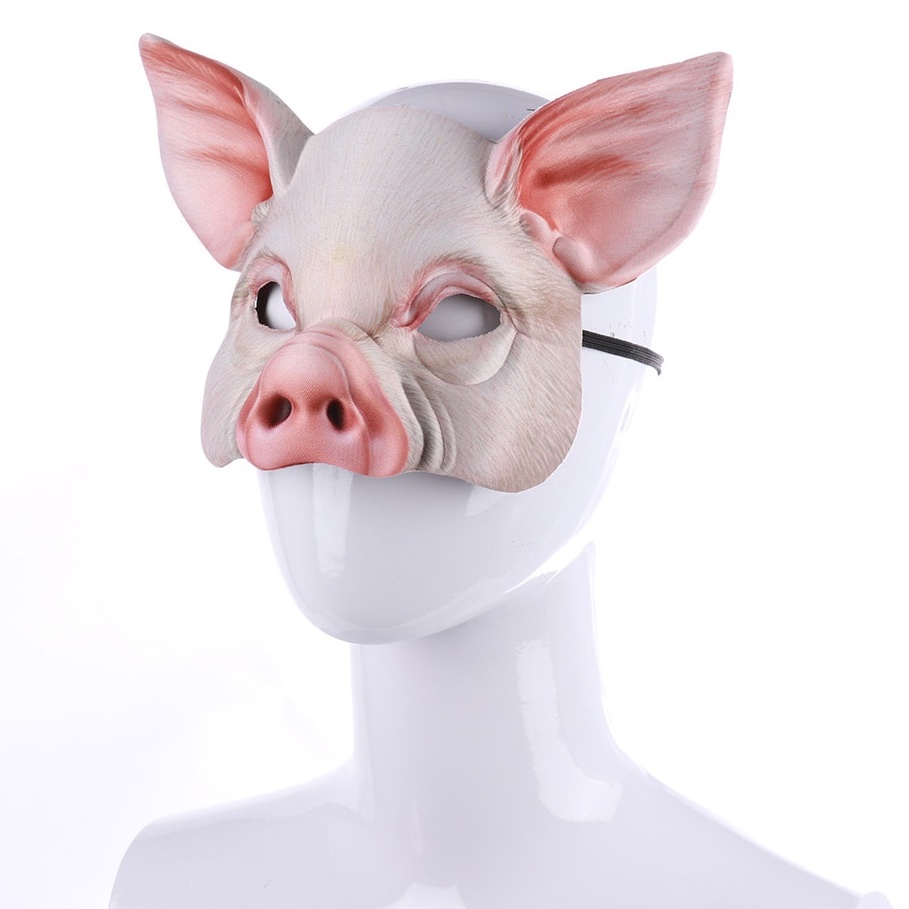 豬 豬頭 粉紅豬 皇冠 EVA 面具 Pig mask 豬面具 豬頭套 牛 狼 老虎 兔子 熊貓 半臉 萬聖節 COS