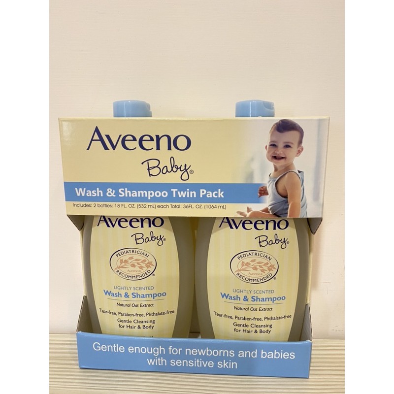 【1組2入💰359】Aveeno艾惟諾 Baby嬰兒洗髮沐浴露 532ml 好市多代購