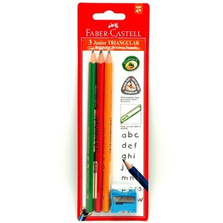 德國輝柏 FABER-CASTELL 116503 2B大三角鉛筆3支入 + 附削筆器 學齡前2B大三角鉛筆3入裝