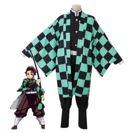 預購鬼滅之刃cos服灶門炭治郎cosplay服裝鬼殺隊隊服c服假髮衣服全套送原版耳環成人兒童尺碼都有zoyd