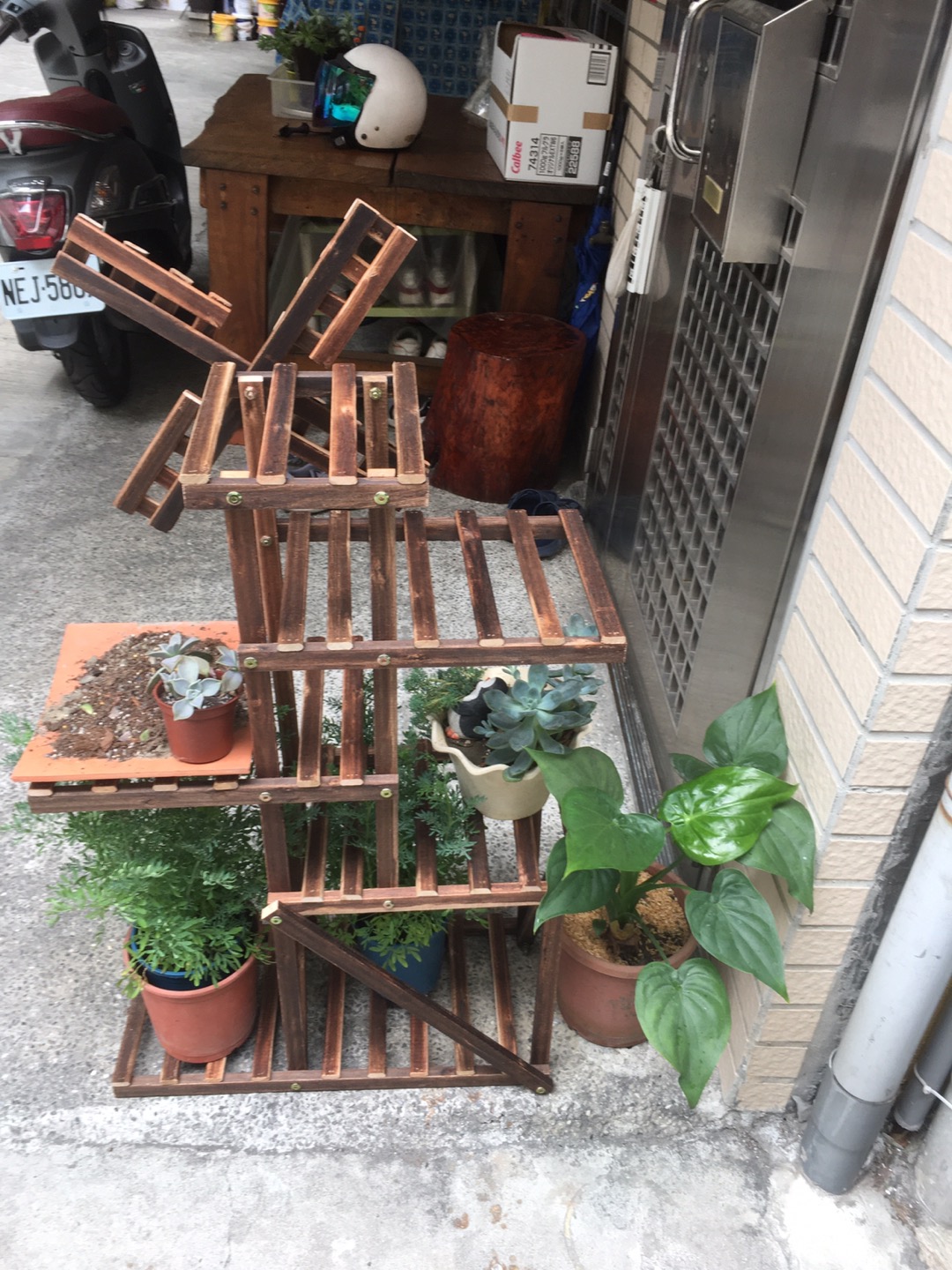 實木花架木製花架 台灣現貨附發票 風車款實木花架多層高低盆景陽台綠蘿客廳室內外花盆架庭園擺飾 蝦皮購物