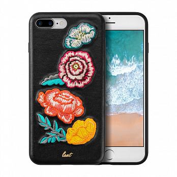 (（ 現貨)  LAUT iPhone X /XS  人造皮革系列手機保護殼嬌豔黑花朵