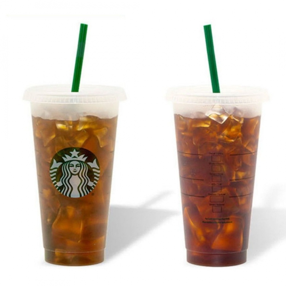 710ml Starbucks Cup Mug 吸管杯可重複使用咖啡杯便攜式飾面塑料水杯帶蓋