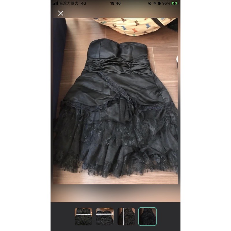 黑色紗裙短版連衣小禮服