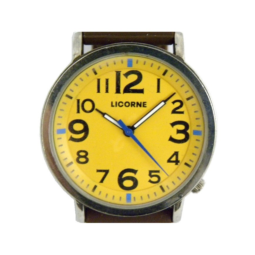 [專業模型] 石英錶 [LICORNE LB814B]  力抗錶(獨角獸) 圓形時尚錶[黃色面] 石英/軍表