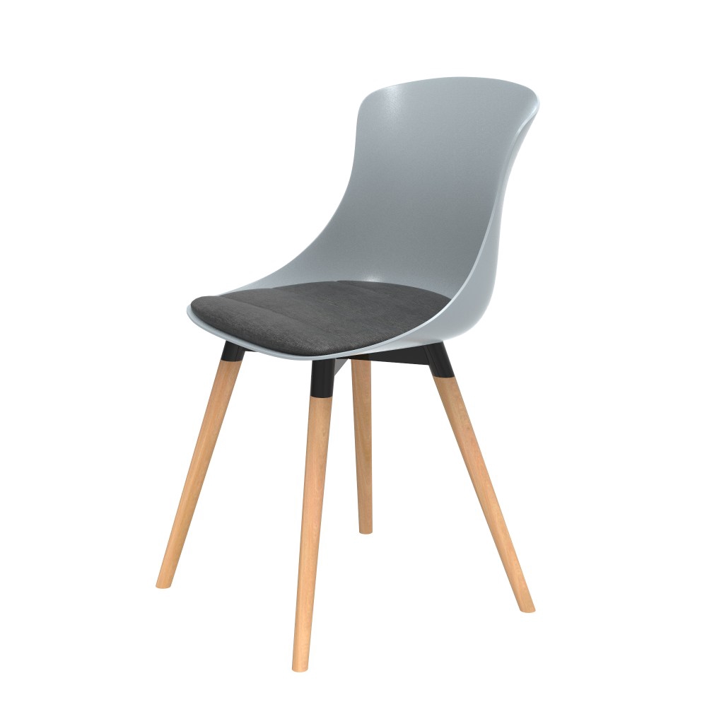 (組合) 特力屋 萊特塑鋼椅 櫸木腳架40mm/灰椅背/灰座墊