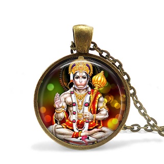 復古印度宗教項鍊 God Brahma Lord Shiva Vishnu 珠寶玻璃凸圓形吊墜項鍊宗教珠寶