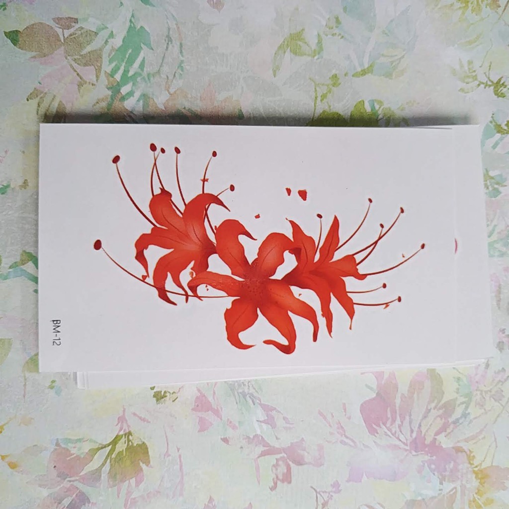 台灣現貨貓熊繽雰三朵彼岸花乾花防水紋身貼漢服曇花束古風裝飾拍照紅持性感鎖骨手臂曼珠沙華地獄花cosplay大正 蝦皮購物