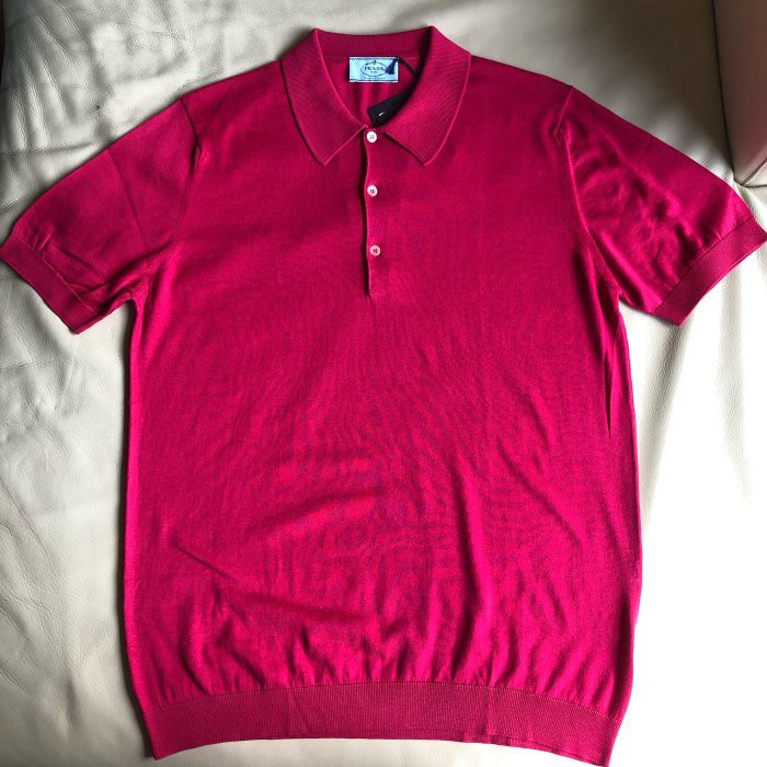 保證全新正品 Prada 桃紅色 短袖 Polo衫 英國製造 size 50