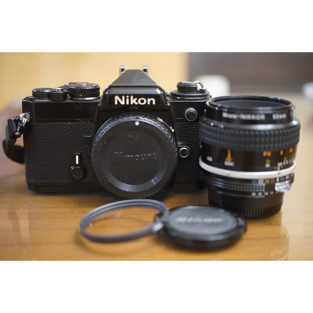 【售】漂亮Nikon FE 重曝機身加購銳利微距標準鏡55mm-Micro135mm Fm2 FE2 F2