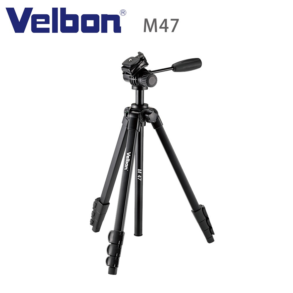 Velbon M47 鋁合金握把油壓雲台三腳架-公司貨 輕量化腳架減輕重量 板扣式腳管《2魔攝影》