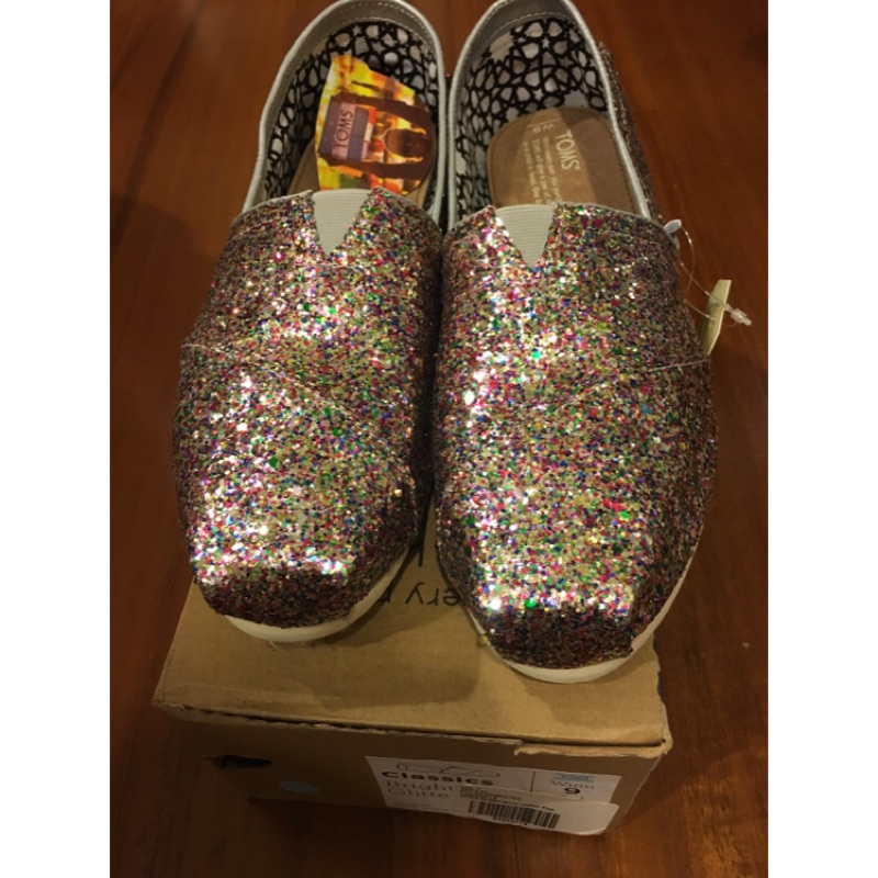 TOMS 彩虹亮片懶人鞋 W9 26cm 全新