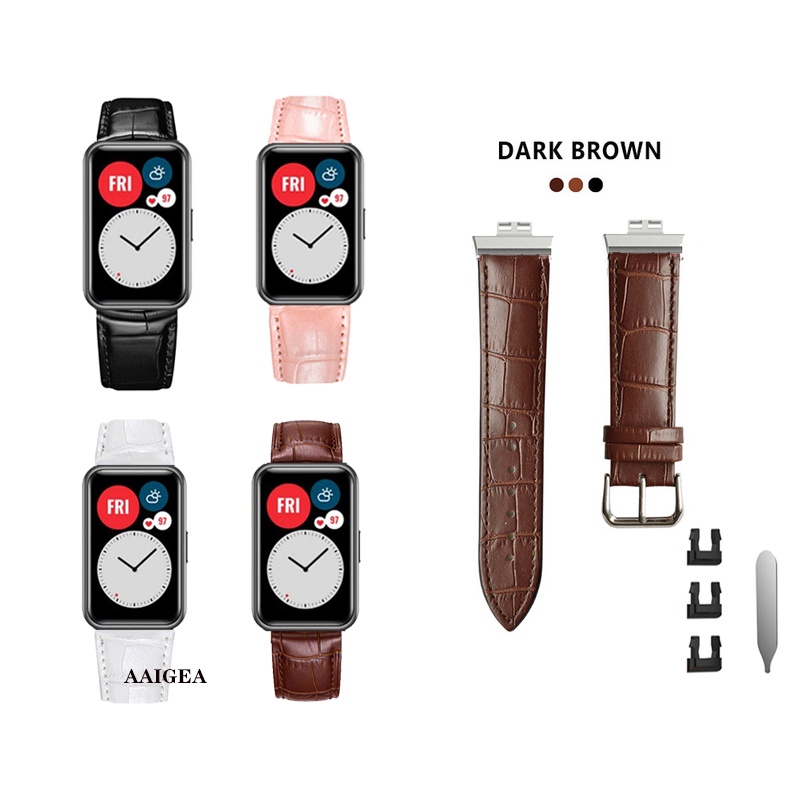 華為 錶帶優質皮革錶帶, 適用於 Huawei watch fit 替換手鍊