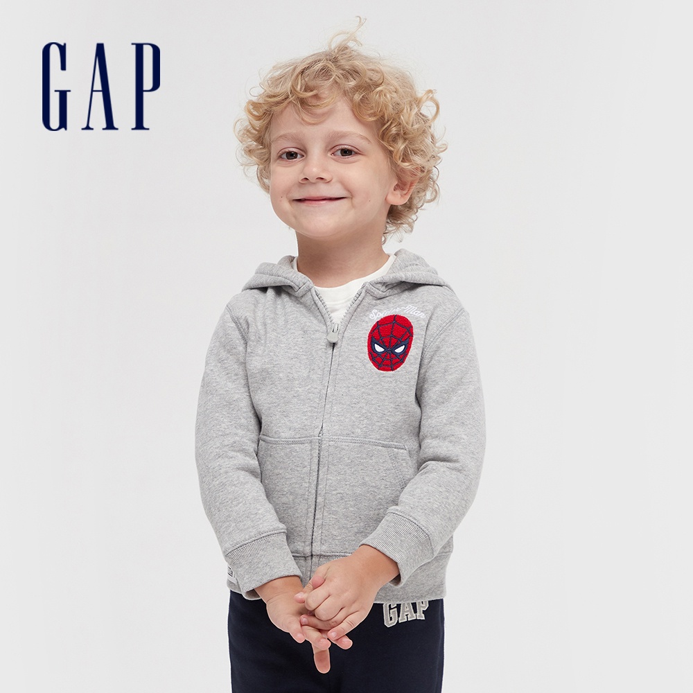 Gap 男幼童裝 Gap x Marvel漫威聯名 拉鏈連帽外套-灰色(619007)