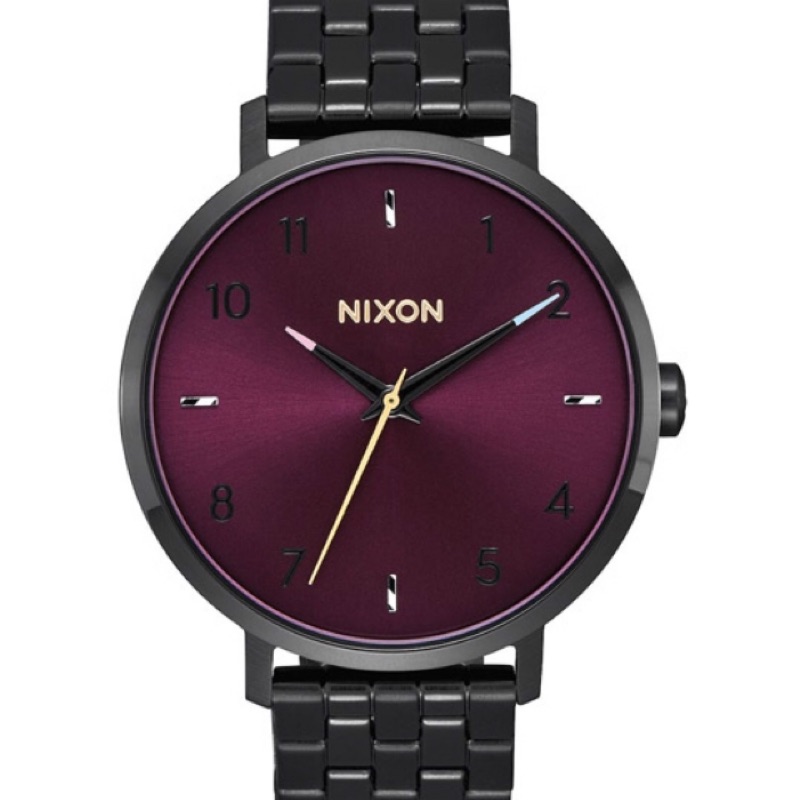 NIXON ARROW 黑色錶帶紫色錶盤-38mm