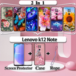 LENOVO 2 合 1 聯想 k12 手機殼帶鋼化玻璃曲面陶瓷螢幕保護膜花