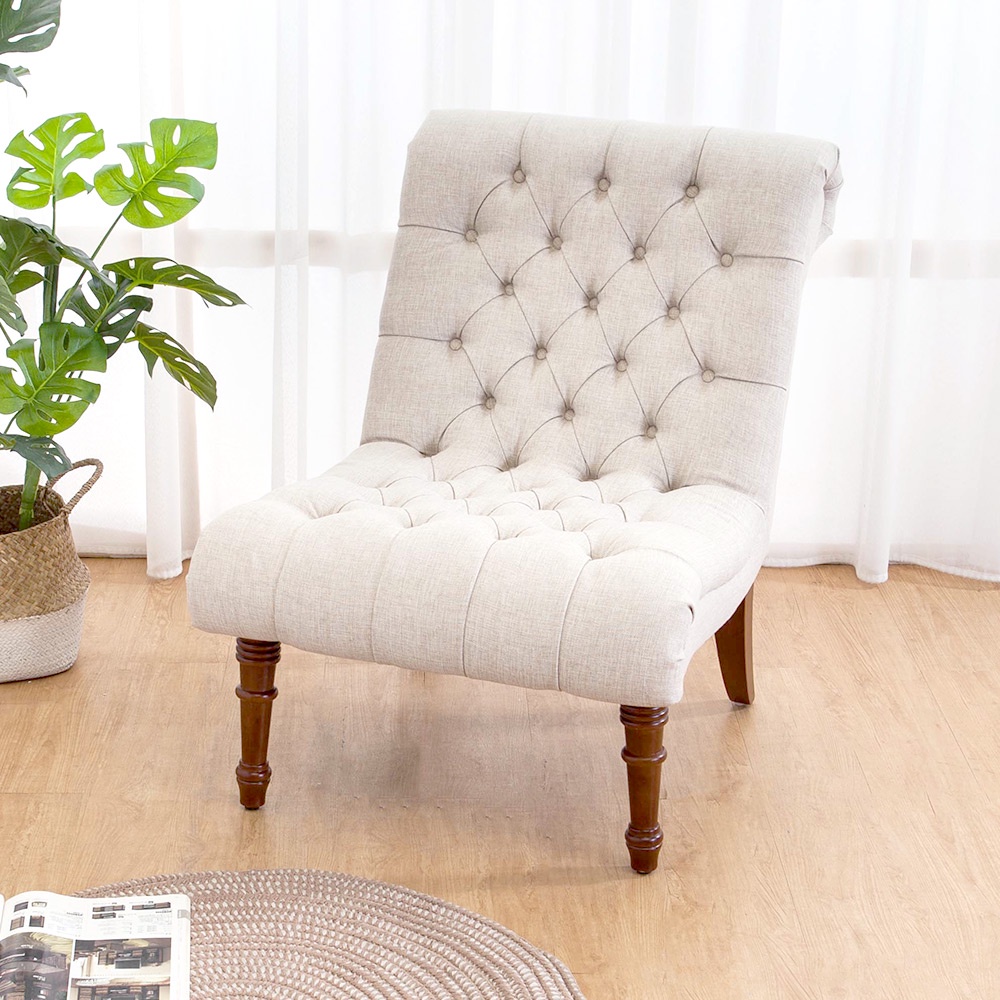 Boden-亞爵美式復古風布沙發單人座椅(米白色)