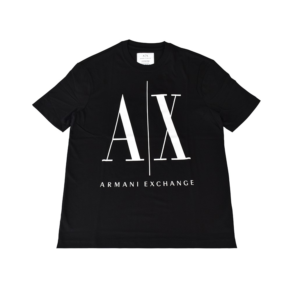 A│X Armani Exchange經典壓印字母LOGO造型純棉短袖T恤(XS/S/M/L/黑x白字)