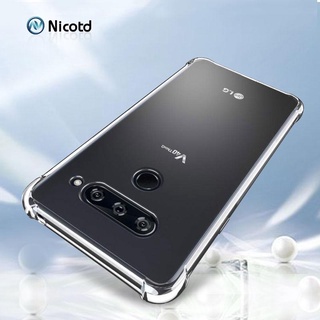 Lg V50 V40 V30 G8 V35 ThinQ V20 手機後蓋的超薄透明透明 TPU 矽膠套 LG G7 Q9